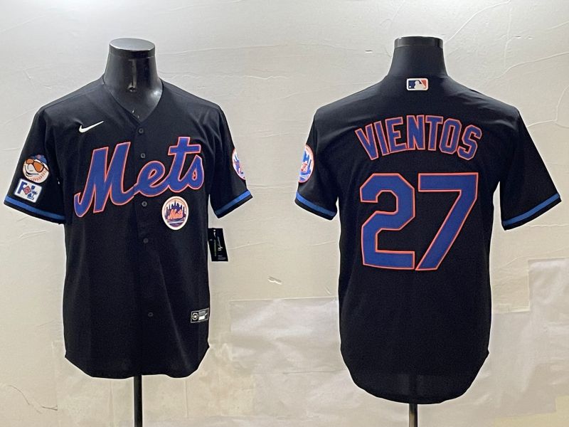 Men New York Mets #27 Vientos Black Game 2025 Nike MLB Jersey style 6->new york mets->MLB Jersey